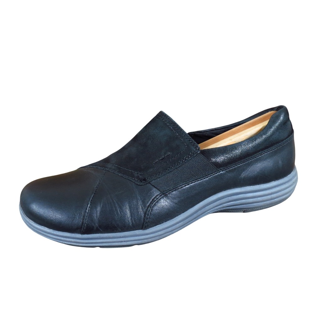 Aravon Beaumont Gore Women Slip On‎ Loafer Size 10 Wide Walking Black Leather